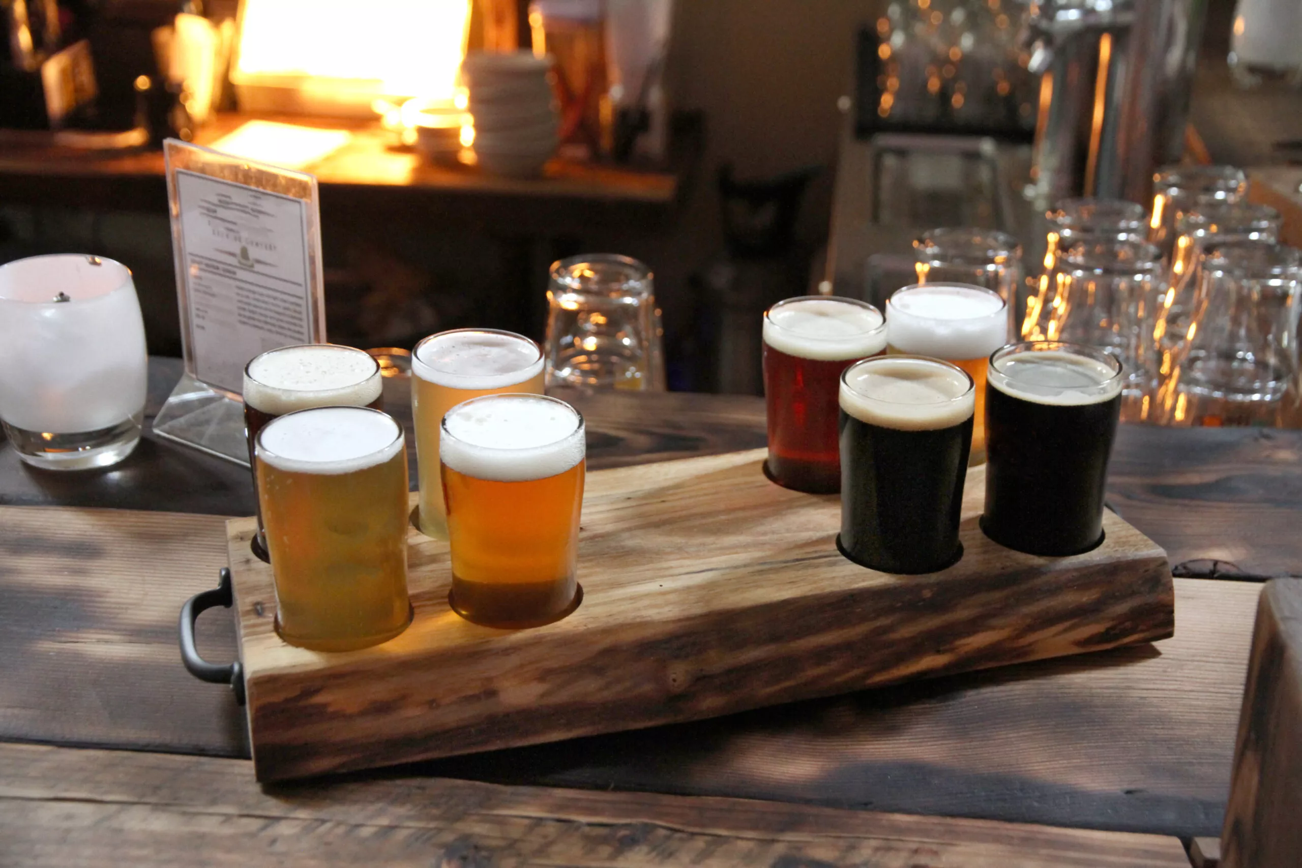 Beer Samples in a Wood Themed Room